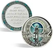 CHURYUML Carpe Diem Challenge Coin Memento Mori Coin Inspirational Stoic Reminder Token for Daily Stoic Meditations Cool Stoicism Gifts Courage Worry Coins Motivational Presents