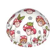 Unbrand Cute Mushroom Pattern Shower Cap For Women Girls Adjustable Double Layers Bathing Shower Hats Hair P