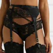 Agent Provocateur Foxi Black Suspender AP4 Large NWT