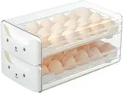 WUWFKUI Egg Holder for Fridge,Stackable Eggs Organizer with Removable Tray for Refrigerator Storage (Double layer)