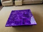 24" Square Amethyst Stone Coffee Table Handmade Purple Gemstone Countertop Decor