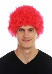 Wig Woman Mann Carnival Short Afro Krause Curls Curly Red Clown Wig