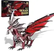 Piececool 3D Metal Model Kits-Black Dragon King, DIY 3D Puzzles for Adults Brain Teaser Puzzles Toys for Teens, Great Birthday New Year Gifts, 107 Pcs