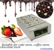 Chocolate Melting Machine 6 Pot Fondue Melter Pastry Caterer Commercial Electric