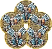Archangel Michael Protection Challenge Coin for Divine Guidance and Safety Bible Verses Pocket Token (Pack of 5)