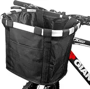 Bike Basket, Foldable Small Pet Cat Dog Carrier Front Removable Bicycle Handlebar Basket Quick Release Easy Install Detachable Cycling Bag Mountain Picnic Shopping
