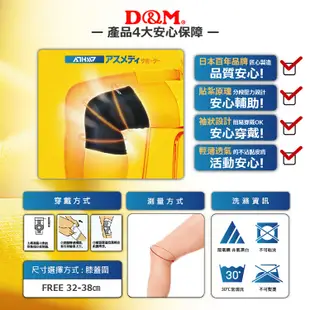 (原廠公司貨)【日本D&M】ATHMD 安心系列護膝1入(左右腳兼用) 護具 透氣 日本製造 透氣設計減少搔癢
