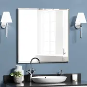 Square Beveled Polished Frameless Wall Mirror for Bathroom, Vanity, Bedroom (24"