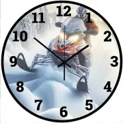 Snowmobile Adventures Winter Sports Scene Art Wall Clock a Hanging Time Piece