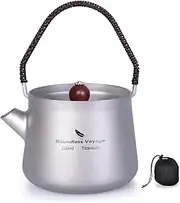Boundless Voyage Mini Titanium Teapot with Filter Anti-scalding Handle Lid Ultralight Durable Kettle Cup Mug Set Camping Coffee Tea Water Maker for Induction Gas Cooker 230ML