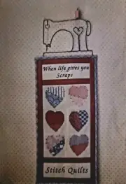 Country Heartstrings Stitching Stitch Quilt Wallhanging Pattern Scrap Hearts