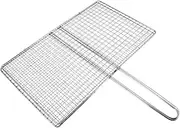Yardwe Camping Grilling Basket Fish Grill Clip Stainless Steel BBQ Mesh Rack for Outdoor Cooking