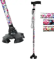 BeGrit Walking Stick Adjustable Cane for Women Ergonomic Handle Stabilising Base