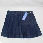 AP Blue Denim Jean Skirt Junior's Large Aphrodite Jeans Pleats Style 6007