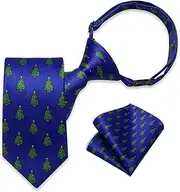 [DiBanGu] Pre-tied Christmas Necktie for Boys Silk Festive Necktie and Pocket Square Set Adjustable Xmas Holiday Kids Tie