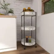 Kitchen Storage Cart with Wheels Rolling 3 Shelves Organizer Floor White