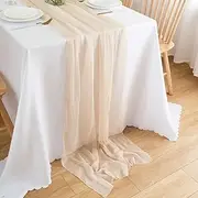 CHUQING Table Runner 27x120 Inches Ivory Chiffon Table Runners Romantic Sheer Runner for Wedding Party Bridal Decorations