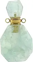 Ciieeo Natural Crystal Fluorite Pendant Necklace Colorful Perfume Bottle Jewelry for Aromatherapy Essential Oils Elegant Women Green