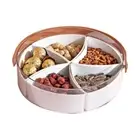 Plastic Divideds Serving Tray Round Compartment Plate Kitchen Dinnerware