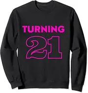 [X.Style] 21st Birthday for Girls, Boys, Ladies, classmates Sweatshirt ds690 Sweater (M) Black