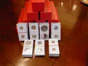 1000 2x2 Assorted Cardboard Mylar Coin Holders Flips 10 2x2x9 Red Storage Box