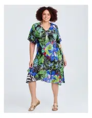 [Taking Shape] Reversible Dress Green/purple Print