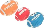 HANABASS 3Pcs Squeaky Rugby Balls for Dogs Interactive Latex Dog Chew Durable Bite Resistant Pet Play Balls Random Colors for Fetch Teething Fun