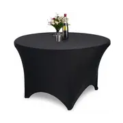Just Party Linen Black Round Tablecloth Spandex 180cm