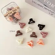 Set of 10: Acrylic Hair Clips EN0621 - Hair Clamp - 10 Pcs - Cutout Hanger-Shaped - Multicolor - Beige & Black & Brown - One Size