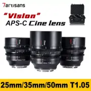 7artisans 25mm 35mm 50mm T1.05 MF Cinema Lens for X/E/RF/M43/L mount BMPCC 4K 6K
