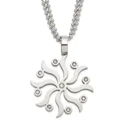 Stainless Steel Snowflake W/ Czs 22In Necklace