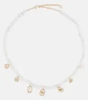 [Sydney Evan] Sydney Evan Multi-charm 14kt gold necklace with moonstone and diamonds One size white