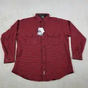Vintage Woolrich Wool Flannel Shirt Mens L Red Houndstooth John Rich and Bros