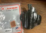 AKER Flatsider XR14 Black Leather OWB Open Top Holster For S&W M&P 45C LEFT