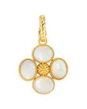 Capucine De Wulf Berry Mother Of Pearl Clover Double Sided Pendant in 18K Gold Plated