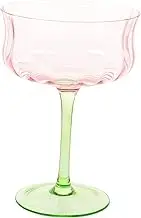 JEWEDECO Gradient Drinking Goblet Vintage Cocktail Glass with Faceted Pattern Stylish Party Supplies for Cocktails Beverages Unique Aesthetic Design for Gatherings