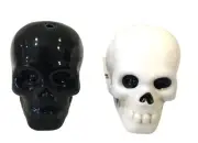 Cracker Barrel 2024 Mini Skull Salt & Pepper Shakers Ceramic Black White