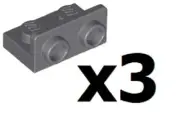 LEGO 3 New Dark Bluish Gray Bracket Inverted 1 x 2-1 x 2 Stud Part 99780 DG04