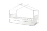 Tucker Solid Pine Timber Kids Bed with Drawers - White