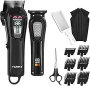 TCMKY Hair Clippers Professional Cordless for Men, Barber Clippers for Hair Cutting Kit, Wireless LCD Display Hair Trimmers Set, Rechargeable Haircut Machine for Family (Black)