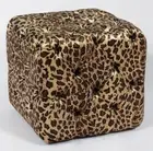 Handmade Button Tufted Leopard stool / Fabric ottoman - 50*46H