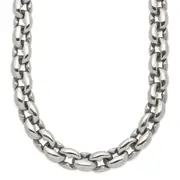 Stainless Steel Chisel Polished 24 Inch Oval Link Necklace