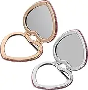 2pcs Vanity Mirror Small Mirror for Handbag Handheld Mirror for Compact Mirror Retro Art Mirror Travel Make up Mirror Folding Beauty Mirror Travel Makeup Mirror Abs Pink