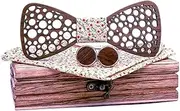 [HAMKVBPR] Men's Bow Tie Men Adjustable Handmade Wooden Bow Ties Dot Hollow Carved Pattern Wood Bow Tie Bowtie Neck Bowtie for Wedding for Party, Business