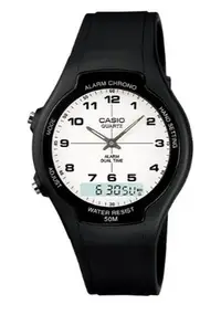 在飛比找Yahoo!奇摩拍賣優惠-【萬錶行】CASIO 商務型酷炫雙顯指針錶  AW-90H-