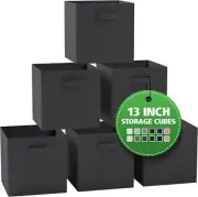 Fabric Storage Cubes for Cube Organizer - 6 Pack Heavy Textured Dark Grey