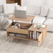 CostwayLift Top Coffee Table with Storage and Hidden Compartment-Natural