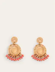 Beaded Coin Earrings Pink Women Boden