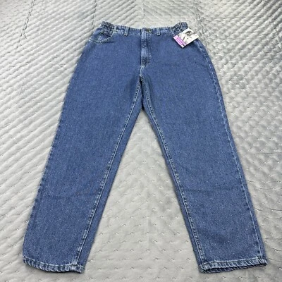 VINTAGE 90s Lee MR Jeans Womens 16P Blue Denim Mom Tapered High Rise Stretch NWT