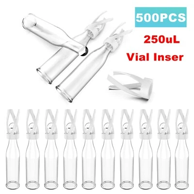 500ps HPLC Vial Inserts Clear,250ul Clear Glass Insert Pipes Polyspring,5.7*29mm